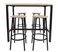 HOME DECO FACTORY Tavolo Mangia in Piedi E 4 Sgabelli Loka, Marrone Nero, 100x86x60
