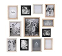 HOME DECO FACTORY THE HD4228 - Cornice portafoto multipla Pele-Mele 12 foto, 22,5 x 27,5 cm, colore: Beige/Crema/Nero