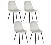 HOME DECO FACTORY THE HD67081 Set 4 Velluto Cotele Giulia Grigio Chiaro Seduta Sedia Sala da Pranzo Ingresso Camera da Letto Mobili Metallo, 54 x 85 x 44 cm