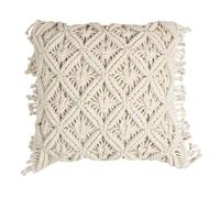 HOME DECO FACTORY, TX0039, Cuscino macramè Beige 40x40 cm - Design Elegante e Confortevole, Ideale per Il Soggiorno o la Camera da Letto, di Facile Manutenzione