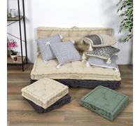 HOME DECO FACTORY TX8172 TX8172-Cuscino da Pavimento, 40 x 40 cm, Colore: Beige, Cotone, 40 x 40 x 9.5 cm