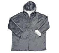 HOME DECO FACTORY, TX9432, Felpa con Cappuccio Interna Sherpa Comoda e Trendy, Ideale per Rilassarsi a casa o in gita, Facile da Pulire, Taglia M, Colore Grigio