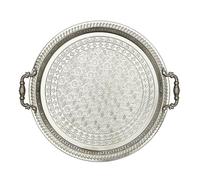 HOME DECO FACTORY Vassoio da Servizio in Metallo 42 cm Elegante Argento | Ferro, vassoio da servizio, servire i pasti con eleganza, tavolo o console, decorativo, argento