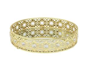 HOME DECO FACTORY Vassoio Deco a Specchio Oro 25 cm Candele e Oggetti Oro | Metallo, vassoio deco a specchio, accessorio multifunzione, candele e oggetti deco, tavolo o console, oro