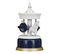HOME DECO KIDS Giostra Musicale Bambini Decorativa Divertente Bianco | Legno MDF, giostra musicale bambini, decorativa, design divertente, cameretta, 11,5x11,5x20,3 cm, bianco blu navy e oro