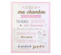HOME DECO KIDS HD2352 Cornice Les Regles Bambine Deco Camera Oggetto Decorativo, Legno, MDF, Trasparente, Rosa, Or-Grigio Scuro/Rosa Polvere, 40 x 1,6 x 60