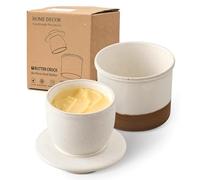 HOME DECOR Burriera in smalto reattivo, burriera francese con coperchio per bancone, porta burro con linea d'acqua per burro fresco spalmabile - latte