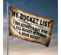 Home Decor Men My Bucket List: Secchio per vino Bandiera divertente Autunno Yard Decor Bandiere da giardino per esterni (152 x 244 cm)