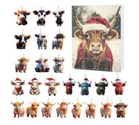 Home Decorate 2025 - Calendario dell'Avvento da collezione, divertente mucca commemorativa, decorazione per la casa (beige, 28 x 18 x 3 cm)