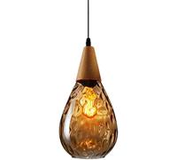 Home Decoration Glass Chandelier Retro Industry Water Lantern Lampshade Lamp E27 Solid Mid Century Wood Pendant Light Fixture for Living Room Kitchen Island Restaurant