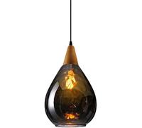 Home Decoration Glass Chandelier Retro Industry Water Lantern Lampshade Lamp E27 Solid Mid Century Wood Pendant Light Fixture for Living Room Kitchen Island Restaurant