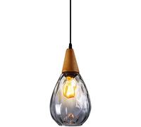 Home Decoration Glass Chandelier Retro Industry Water Lantern Lampshade Lamp E27 Solid Mid Century Wood Pendant Light Fixture for Living Room Kitchen Island Restaurant