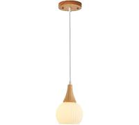 Home Decoration Milk White Glass Chandelier Vintage Countryside Light Nordic Circular Stripes Pendant Lamp Adjustable Cord for Living Bedroom Kitchen Dining Room Bar