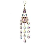 Home Decoration Pendant Color Diamond Sun Moon Star Love Catcher Crystal Wind Chime Natural Healing Stones Chimes Rainbow Maker(Sun Drop8inch)