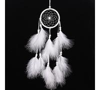 Home Decoration Wall Hanging Decor for Car Retro Circular Feathers Dreamcatcher 55cm Handmade Feather Dream Catcher Snow(White)