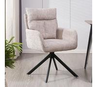 Home Deluxe ALUNA sedia da pranzo in ciniglia con braccioli - set di 2 Beige