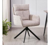 Home Deluxe ALUNA sedia da pranzo in ciniglia con braccioli - set di 6 Beige