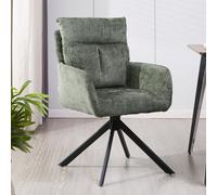 Home Deluxe ALUNA sedia da pranzo in ciniglia con braccioli - set di 8 verde 4058166414687