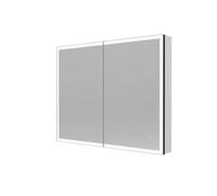 Home Deluxe Armadio a specchio a LED EVE, nero, 800 x 60 cm, con presa, bagno, con illuminazione e presa, con porta USB