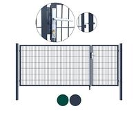Home Deluxe Cancello da Giardino 'ADITUS' -Dimensione: 200 x 350 cm- Manico, blocco e chiave inclusi, Compreso il blocco del pavimento I Cancello per Recinzione, porta da giardino