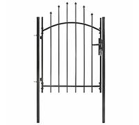 Home-Deluxe, cancello da giardino, materiale resistente, in acciaio, 1 x 1,75 m, nero