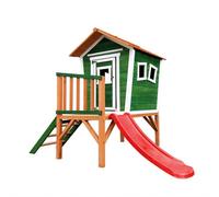 HOME DELUXE Casetta giocattolo su palafitte Pino con scivolo - Verde I Casetta per bambini in legno per giardino e attività all'aperto