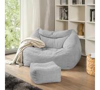 Home Deluxe COZY - Borsa a sacco con sgabello - Grigio chiaro