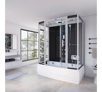 Home Deluxe Doccia a vapore DIAMOND con funzione idromassaggio e illuminazione a LED - 170 x 90 cm Nero