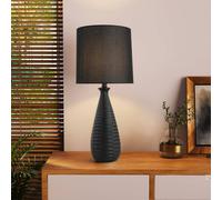 Home Deluxe Lampada da tavolo grande con paralume in tessuto MELVA - Nero 4058166320117