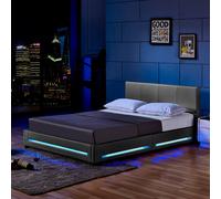 Home Deluxe Letto LED ASTEROID con materasso - 140 x 200 cm grigio scuro