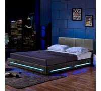 Home Deluxe Letto LED ASTEROID con materasso - 180 x 200 cm grigio scuro