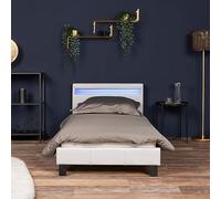 Home Deluxe - Letto LED ASTRO - bianco, 90 x 200 cm - inclusa rete a doghe I letto imbottito letto design incl