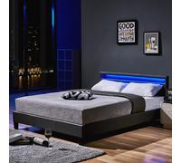 Home Deluxe Letto LED ASTRO con materasso - 140 x 200 cm grigio scuro