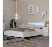 Home Deluxe Letto LED con cassetti e materasso NUBE - 140 x 200 cm Bianco
