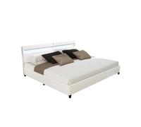 Home Deluxe - Letto LED NUBE - bianco, 200 x 200 cm - inclusa rete a doghe e cassetti I letto imbottito letto design inclusa illuminazione
