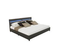 Home Deluxe - Letto LED NUBE - grigio scuro, 200 x 200 cm - inclusa rete a doghe e cassetti I letto imbottito letto design inclusa illuminazione