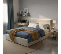 Home Deluxe Letto LED SORINA Beige - 140 x 200 cm
