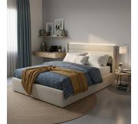 Home Deluxe Letto LED SORINA Beige - 160 x 200 cm