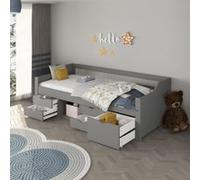 Home Deluxe Letto per bambini COSMOS con cassetti - 90 x 200 cm Grigio