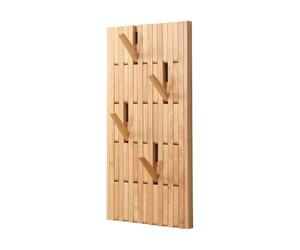 Home Deluxe Pannello guardaroba QUEST marrone chiaro - 55 x 4 x 105 cm | In hevea | Pannello con ganci, appendiabiti da parete, pioli