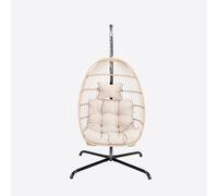 Home Deluxe Poltrona sospesa LOMA - pieghevole, 1 posto in beige, comoda poltrona per interni ed esterni