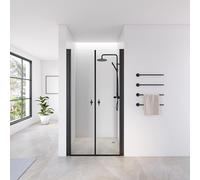 Home Deluxe Porta a battente in vetro chiaro LAVEA - 110 x 195 cm nero