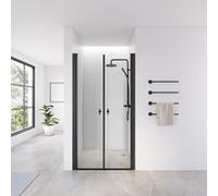 Home Deluxe Porta a battente in vetro trasparente LAVEA - 100 x 195 cm nero