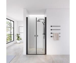Home Deluxe Porta a battente in vetro trasparente LAVEA - 100 x 195 cm nero 4058166273383