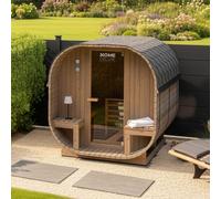 Home Deluxe - Sauna a cubo per esterni L - Dimensioni: circa 220 cm x 185 cm x 194 cm. Legno: legno di abete rosso, con stufa per sauna e canna per sauna per 4 persone.