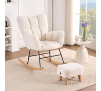 Home Deluxe Sedia a dondolo con sgabello NARA - Bou ianco 4058166311238