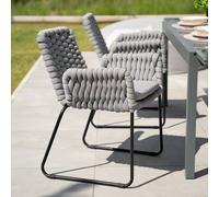 Home Deluxe Sedia da giardino con braccioli in vimini BALERO grigio chiaro - set da 3
