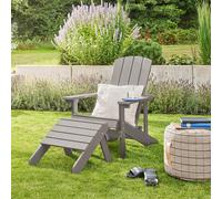 Home Deluxe Sedia da giardino FAREA con sgabello - grigio 4058166441737