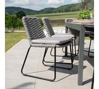 Home Deluxe Sedia da giardino in vimini grigio chiaro BALERO - set da 4 4058166426772