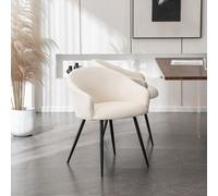 Home Deluxe Sedia da pranzo in bou on braccioli CELESTE - set di 6 bianco 4058166278210